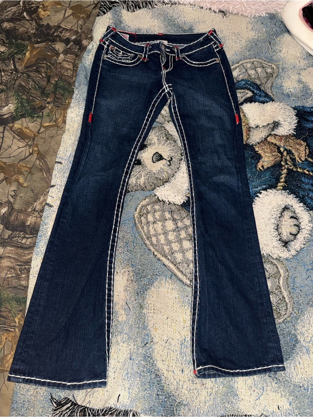 Y2K Becky Big Stitch Low Waist Flare Jeans True Religion